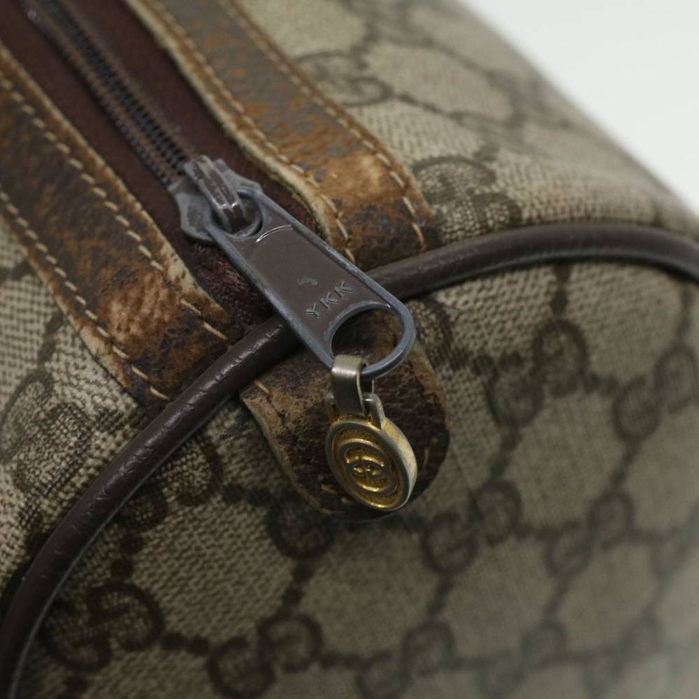 GUCCI Web Sherry Line GG Canvas Boston Bag PVC Leather Beige Green Auth rd4090 - Picture 10 of 16